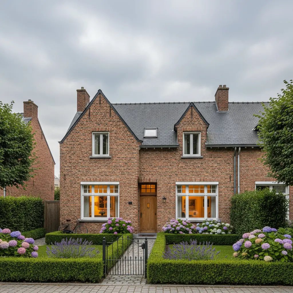 Maison typique belge dans un quartier résidentiel calme